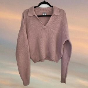 Aritzia Pink Cropped Sweater